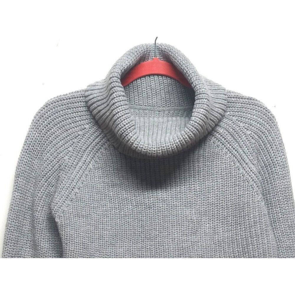 NWOT Womens Cropped cowlneck Sweater Lantern Sleeve Sz L Knit Pullover Gray NEW - Picture 6 of 9